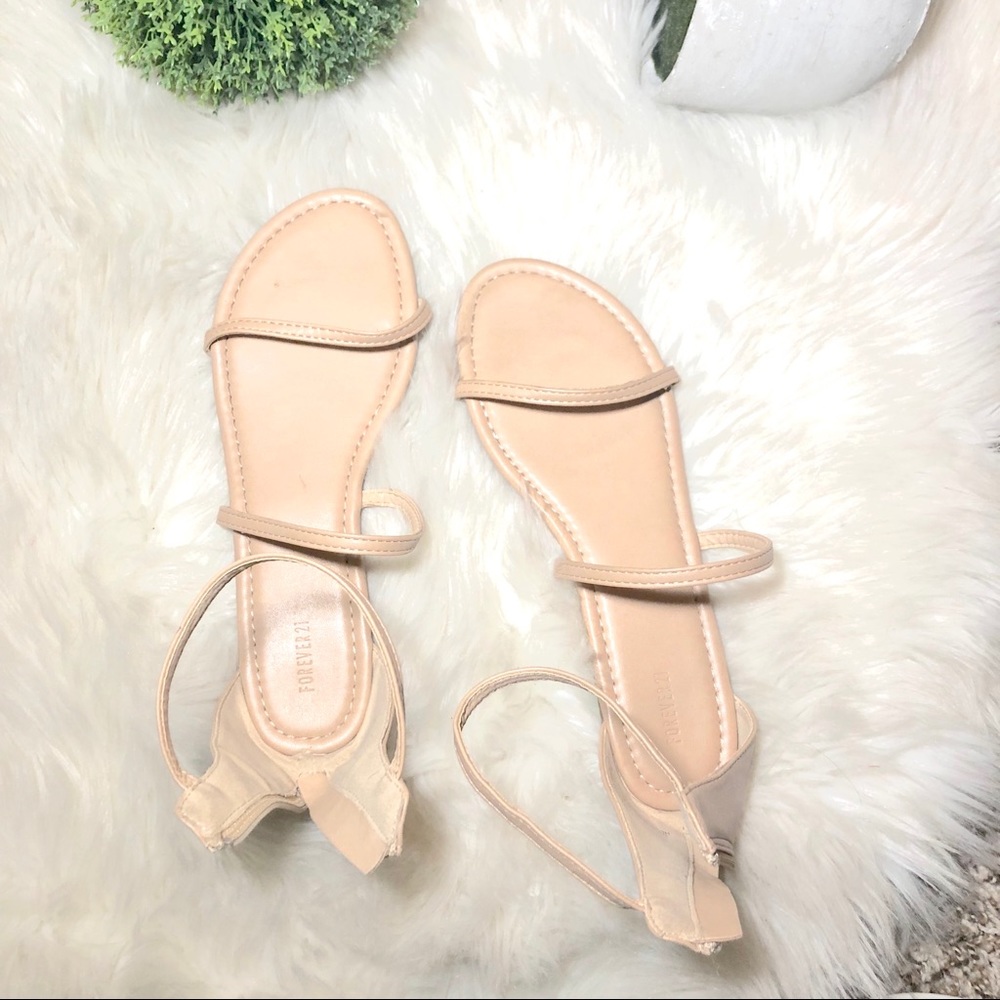 Forever 21 nude ankle three strap sandals